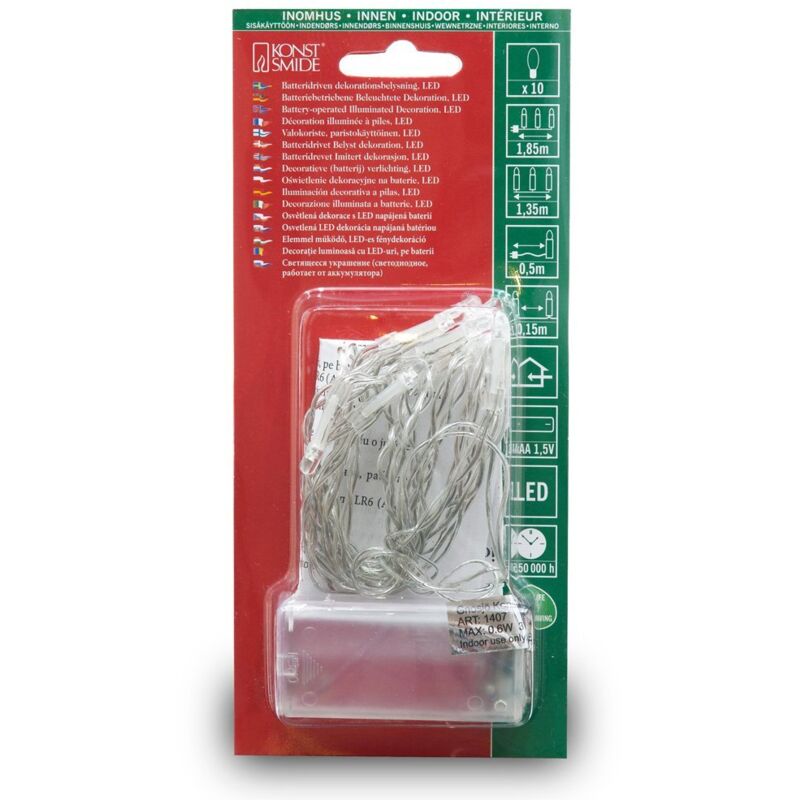 foto del prodotto 1407 503 catena di luci led 10 diodi colorati a batteria sino a 36h cavo trasparente konstsmide