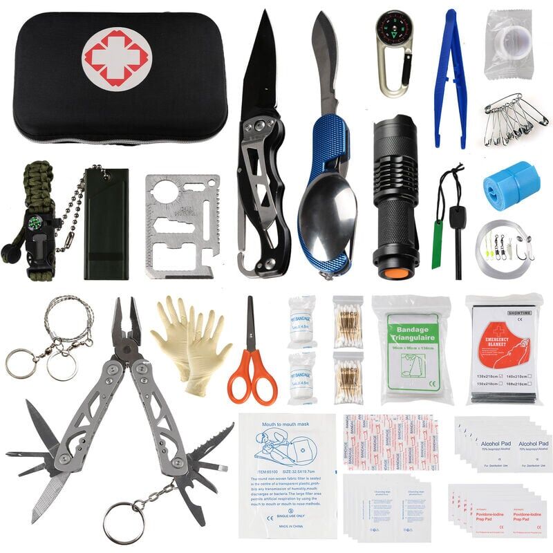 foto del prodotto 141pcs kit di sopravvivenza attrezzatura di emergenza kit di pronto soccorso attrezzatura di sopravvivenza all aperto forniture di emergenza per