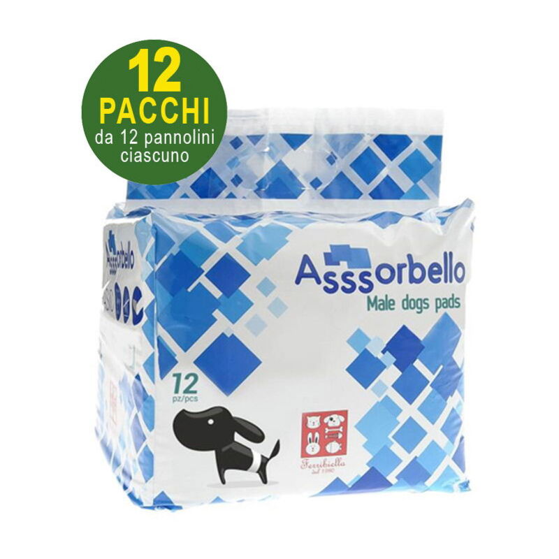 foto del prodotto 144 pannolini a fascia per cani maschi 55 x 16 cm 12 pacchi da 12 pezzi cad