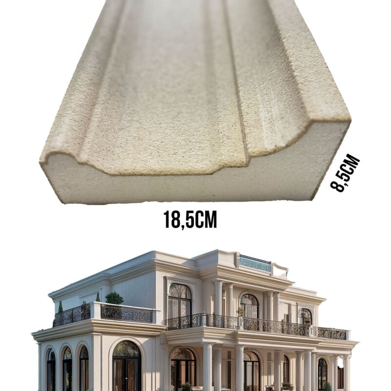 foto del prodotto 15,99ml stock pacco da 16ml di cornice decorativa in xps resinata per esterno 18,5x8,5x200cm pd130