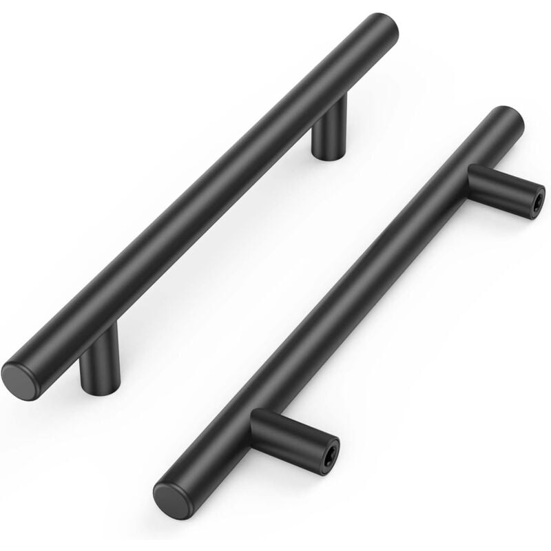 foto del prodotto 15 maniglie da cucina nere, maniglie per mobili cavi spazzolate, maniglie per porte in acciaio inox, con viti, distanza di foratura 128 mm, per
