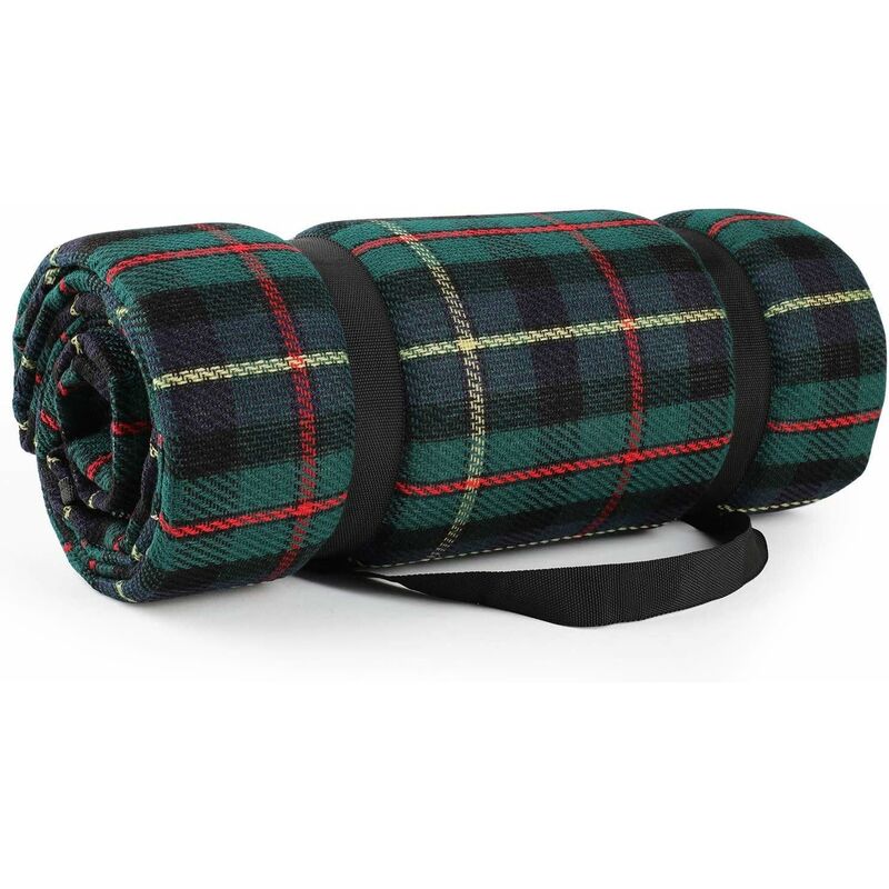foto del prodotto 150 x 200cm coperta da picnic impermeabile e pieghevole coperta da campeggio tappeto campeggio giardino con manico portatile, verde scuro