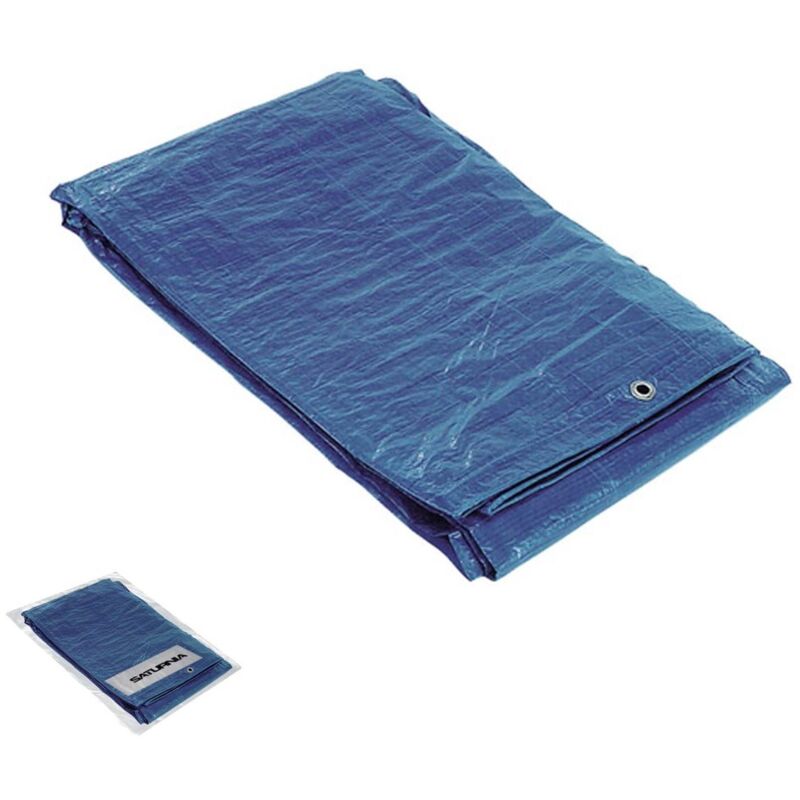 foto del prodotto 15070025 telone impermeabile rinforzato 6x10 circa con occhielli in metallo, telone de protezione durevole, colore blu, 6 x 10 metri saturnia