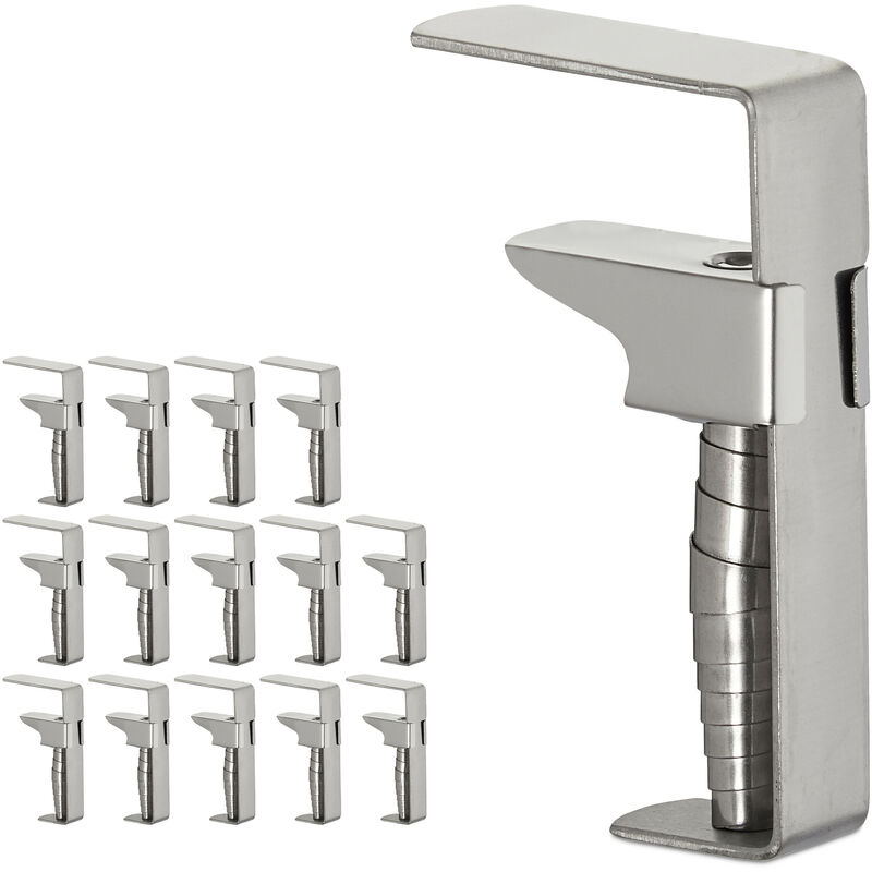 foto del prodotto 15x fermatovaglia da tavola, set da 15 morsetti per tavoli spessi fino a 4 cm, clip regolabili, acciaio, argento