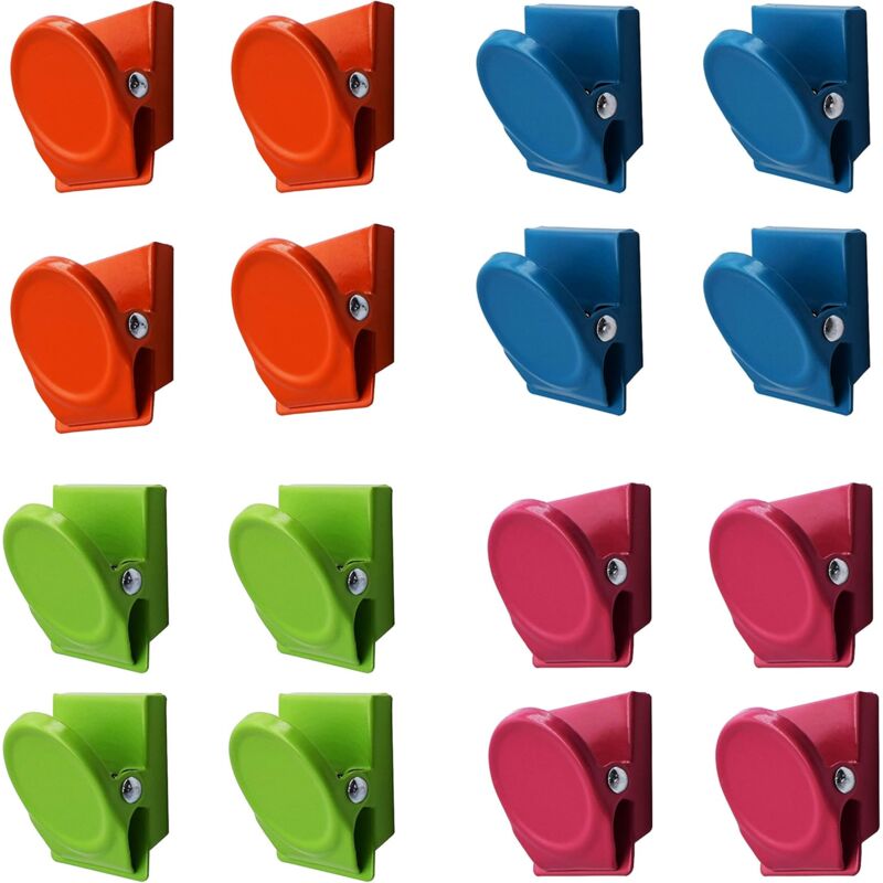 foto del prodotto 16 clip magnetiche in metallo multicolore, clip magnetica per lavagna bianca da frigorifero e da parete sollbry