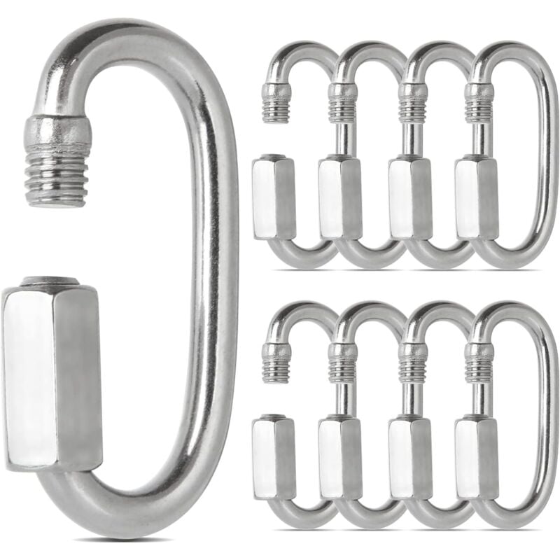foto del prodotto 16 moschettoni a forma di d con collegamento rapido in acciaio inossidabile m4 304, mini moschettone a vite per escursionismo, campeggio, accessori