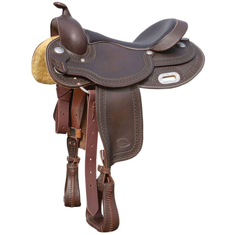 foto del prodotto 16, nero sella western round skirt full contact in cuoio ingrassato, seggio in pelle liscia e arcione in ralide 3010
