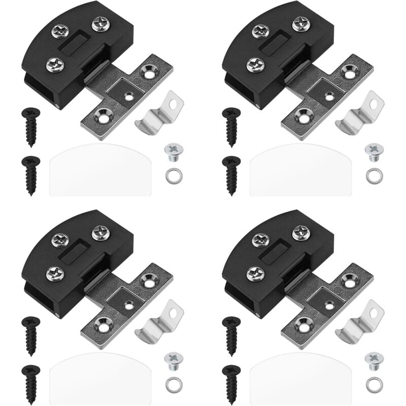 foto del prodotto 16 pezzi cerniere in vetro cerniere per porte in lega di zinco cerniere per porte cerniere per vetrine accessori per mobili scaffali armadietti, nero