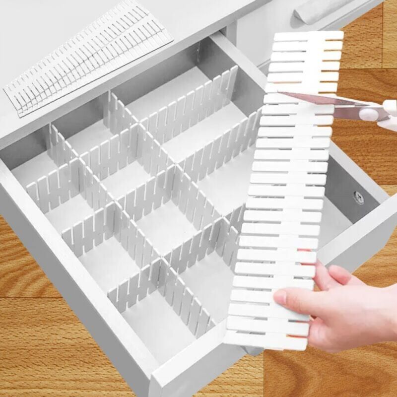 foto del prodotto 16 pezzi organizzatore per cassetti divisore per cassetti fai da te separatore per cassetti regolabile per forniture per ufficio, camera da letto,