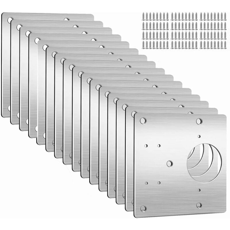 foto del prodotto 16 pezzi piastra di riparazione cerniera porta, kit di riparazione cerniera mobile cucina, kit piastra di montaggio cerniera porta in acciaio inox,
