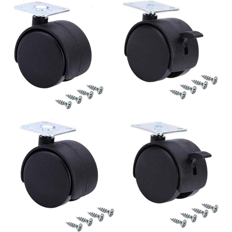 immagine 0 del prodotto 1612x2 set di 4 ruote gemellate da mm.50 con piastra girevole 2 con freno 2 senza kippen