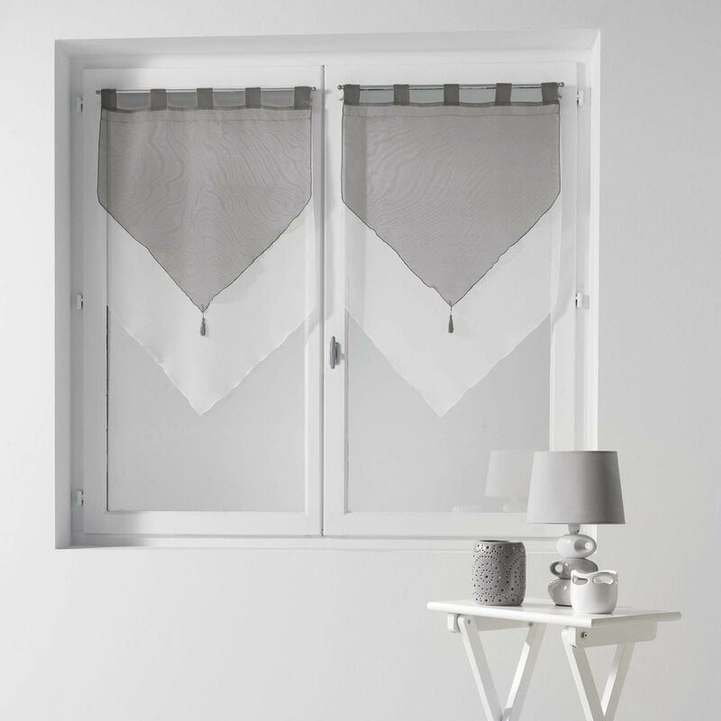 foto del prodotto 1620383, tendaggio fiocco con passanti , 2 x 60 x 90 cm , voile bicolore , velo bicolore , bianco grigio douceur d int rieur