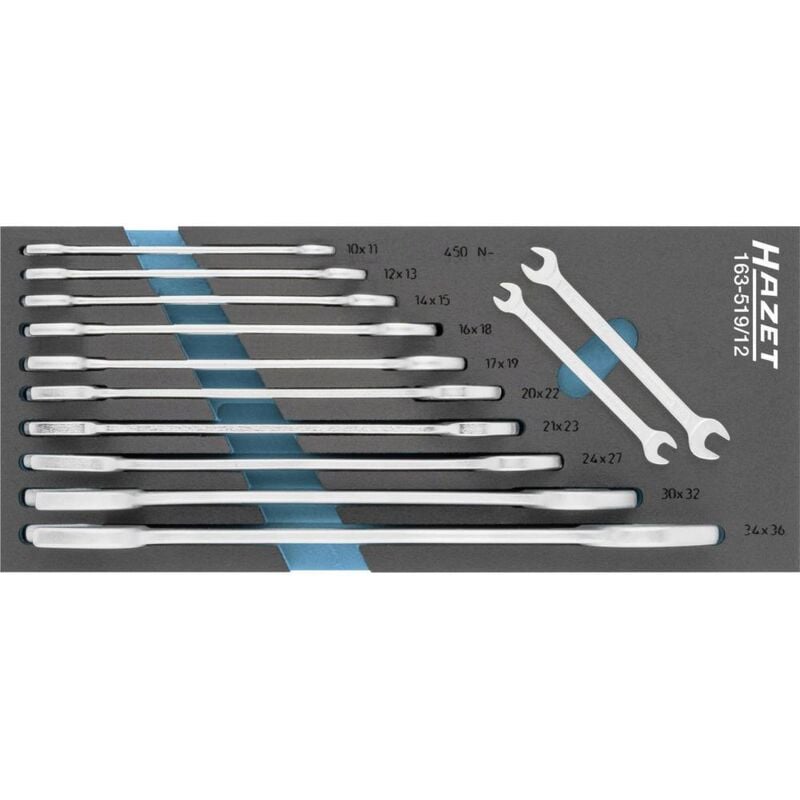 foto del prodotto 163 519 12 kit chiavi a forchetta doppie misura metrica 10 36 mm hazet