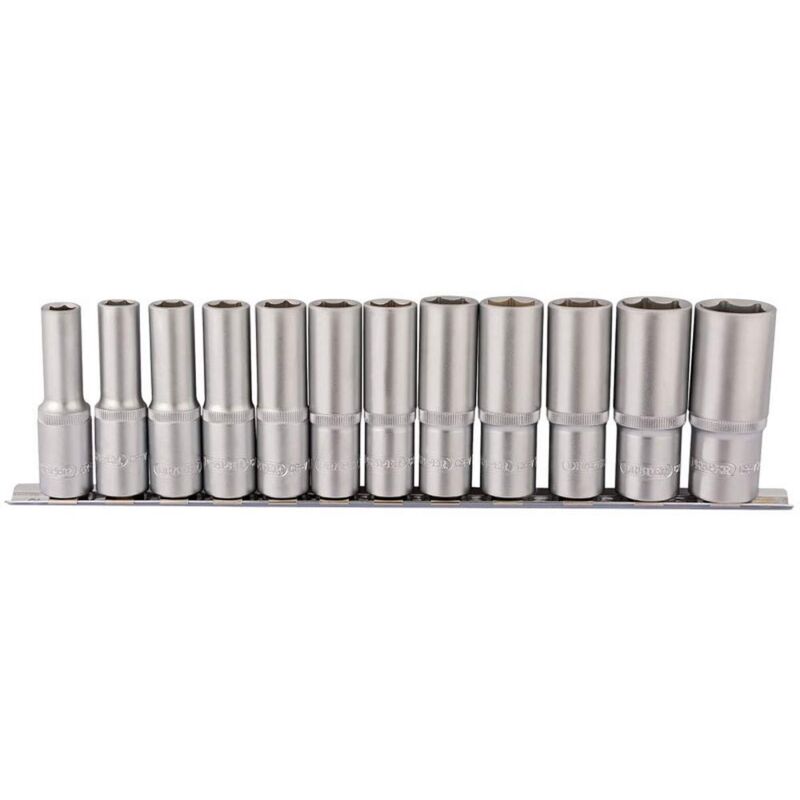 foto del prodotto 16403 1 2 inch square drive metric deep socket set di 12 su asta in metallo draper