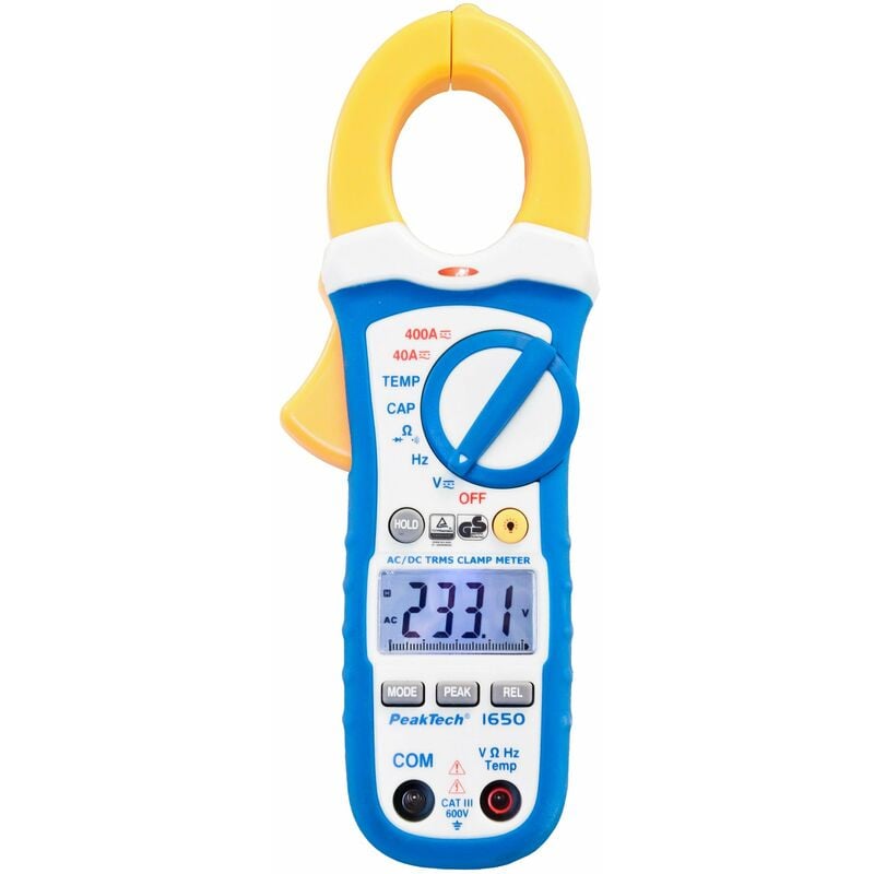 foto del prodotto 1650 morsetti con vero rms ac dc 400a, 4000 conteggi, multimetro digitale, voltmetro senza contatto, amperometro, tester di continuità - max. 600 v