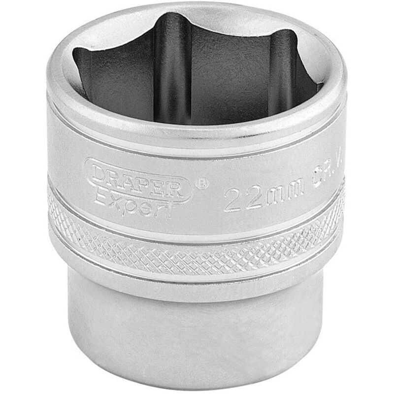 foto del prodotto 16547 chiave a bussola metrica a 6 punti, attacco quadro da 3 8 , misura 22 mm, blu draper