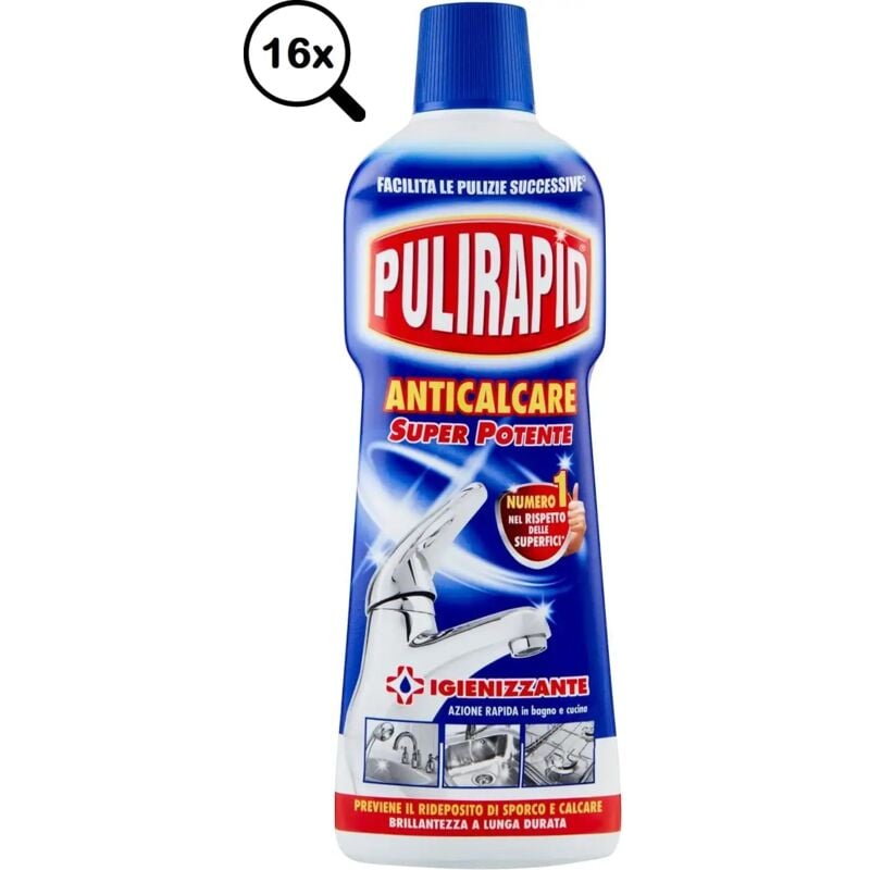 foto del prodotto 16x pulirapid classico anticalcare liquido su inox e ceramica 16x750ml