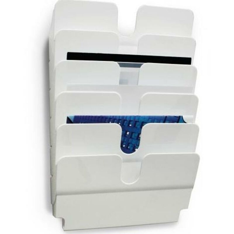 foto del prodotto 1700014011 espositore da parete flexiplus 6, porta documenti depliant a4 da muro 6 scomparti, portadocumenti orizzontale ufficio, 34 x 75 x 10 cm,