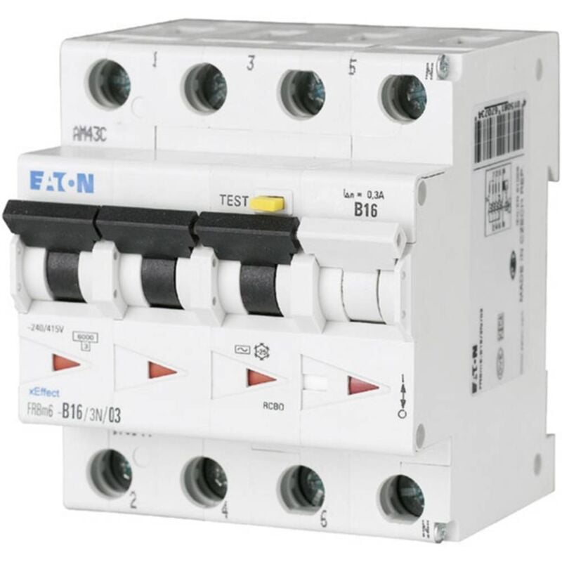 foto del prodotto 170999 magnetotermico e differenziale 4 poli 16 a 0.03 a 415 v ac eaton