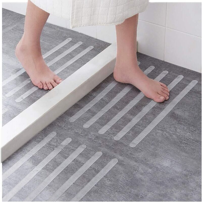 foto del prodotto 18 strisce antiscivolo trasparenti autoadesive per la doccia 2 x 38 cm 