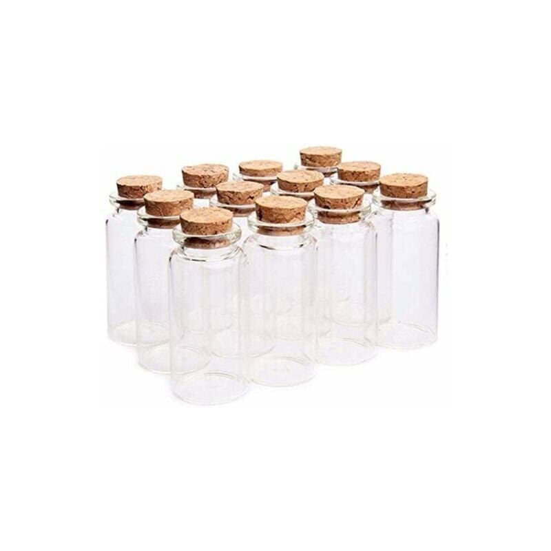 foto del prodotto 18 vasetti per campioni di mini bottiglie di vetro da 10 ml con tappi, vasetti di bottiglie di vetro per campioni vuoti da 10 ml, mini fiale con
