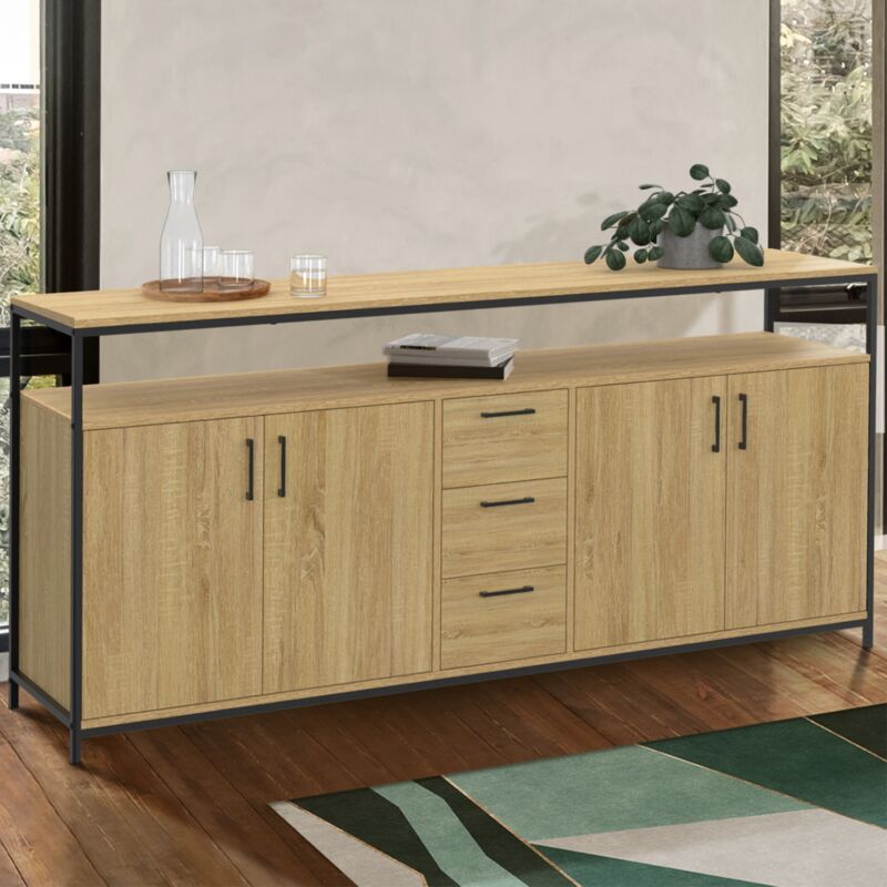 foto del prodotto 180 cm detroit xxl credenza a 4 ante con cassetti dal design industriale