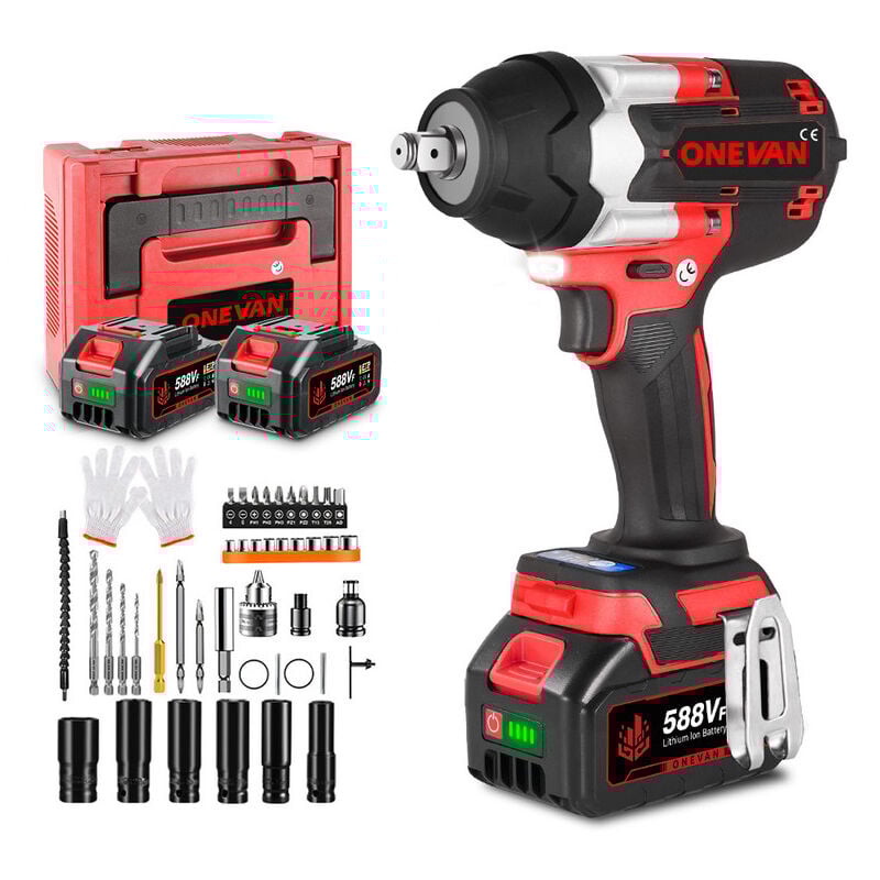foto del prodotto 1800n.m avvitatore elettrico senza spazzole avvitatore a batteria da 1 2 pollici strumento di potere per camion con 2 batterie e 44 accessori