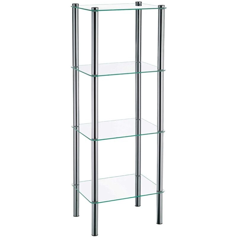 foto del prodotto 18051 scaffale, 4 ripiani, metallo vetro di sicurezza, 40x 30x 106 cm, lars, cromato kela