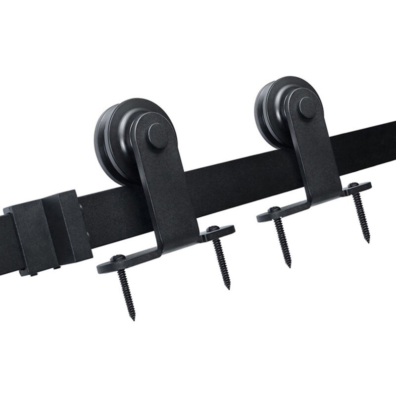 foto del prodotto 183 cm kit puleggia per binario appeso per porta del granaio porta singola ferramenta per porte scorrevoli