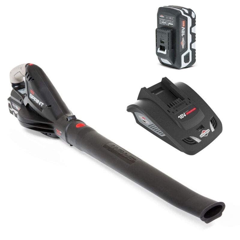 foto del prodotto 18lbk kit soffiatore a batteria 18v agli ioni di litio, powered by briggs stratton, include batteria da 5ah e caricabatteria, velocit aria 225