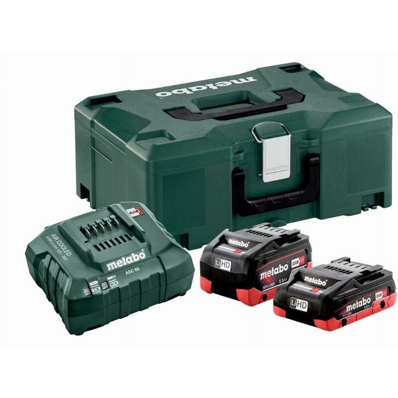 foto del prodotto 18v metabo energy pack 2 batterie 4,0 ah lihd 5,5 ah lihd ricarica. asc 55 metabox 685136000
