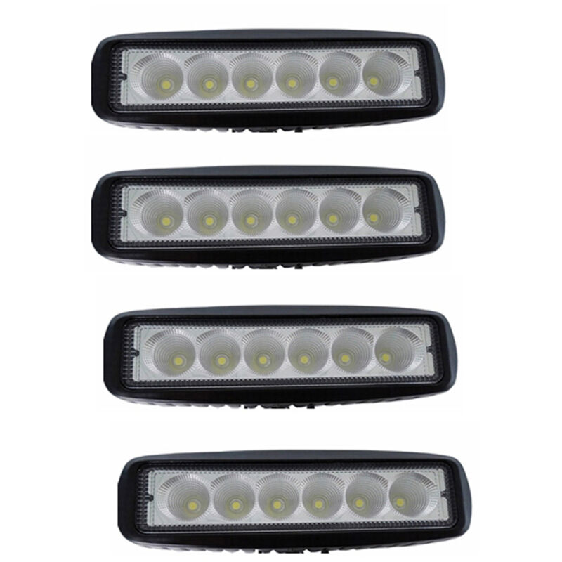 foto del prodotto 18w led faro da lavoro ausiliario offroad proiettore faro 1600lm 12v 24v 6000k luce di lavoro impermeabile ip67, nero, 4 pezzi aufun