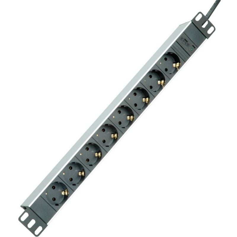 foto del prodotto 19.07.1622 multipresa per rack 19 8 scomparti grigio luminescente connettore iec 1 pz. roline