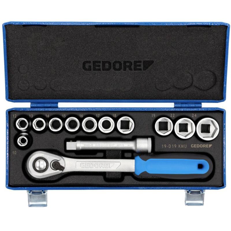 foto del prodotto 19 kmu-20 set di chiavi a bussola 1 2', 13 pezzi, 6 facce 10-24 mm