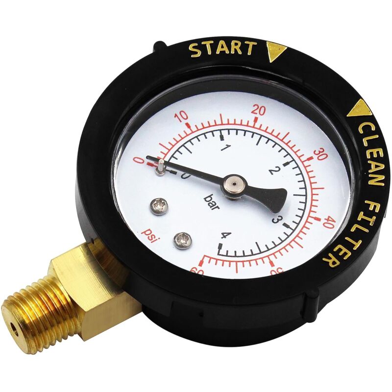 foto del prodotto 190058 manometro da 0 60 psi, manometro di avvio e pulizia dell acqua del filtro da 2 con movimento centrale npt da 1 4 compatibile con filtri per