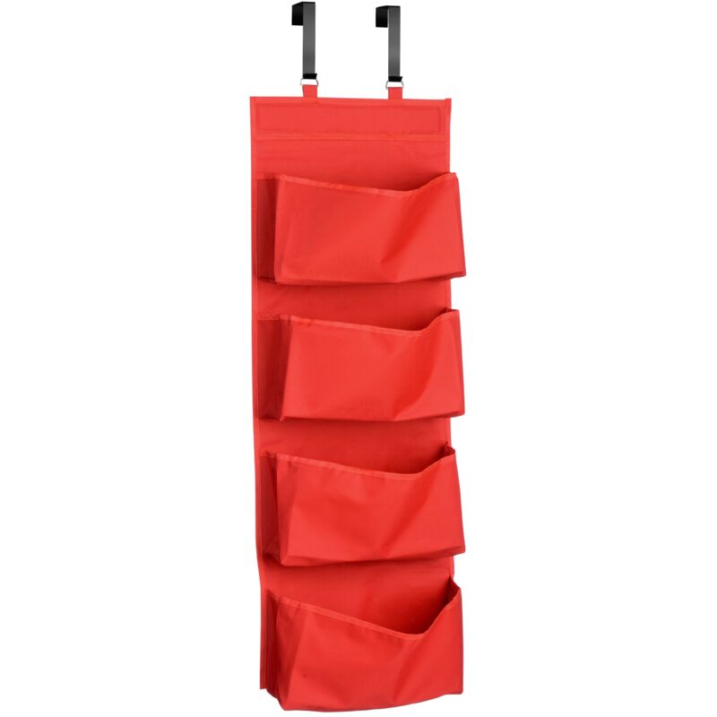 foto del prodotto 1901119 sopra la porta appendere organizzatore 4 livelli, poliestere rosso, poliestere, metallo premier housewares