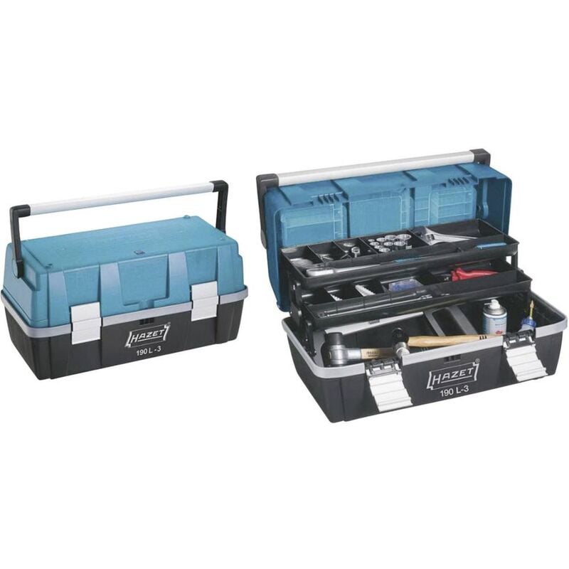 foto del prodotto 190l 3 cassetta porta utensili senza contenuto plastica nero, blu, argento hazet