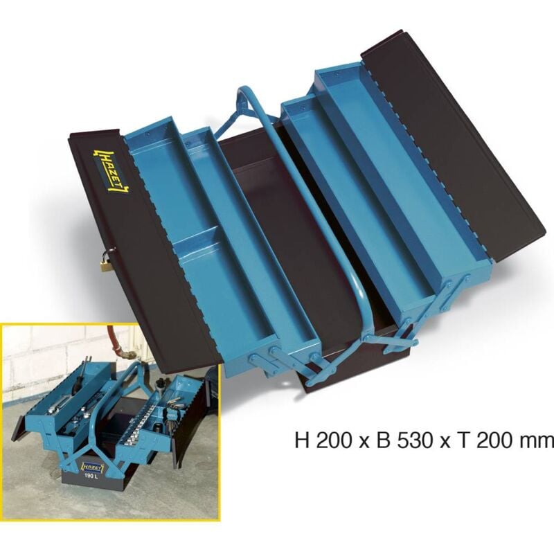 foto del prodotto 190l cassetta porta utensili senza contenuto acciaio nero, blu hazet