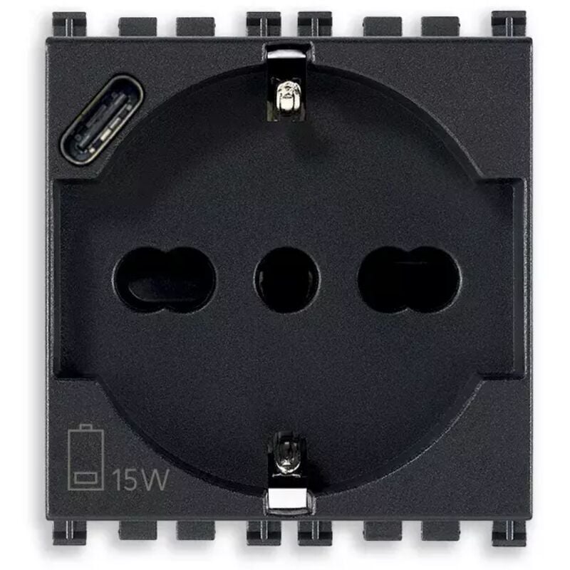 foto del prodotto 19210.usb presa sicury 2p t 16 a 250 v nera ark vimar