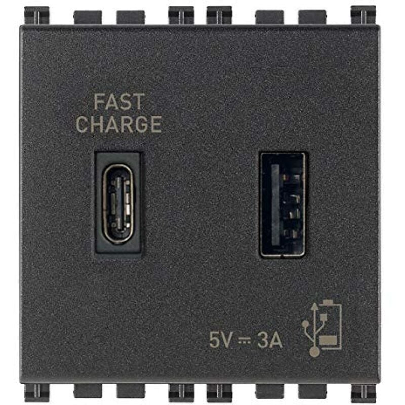 foto del prodotto 19295.ac ark presa usb 5 v 3 a, 1 uscita usb tipo a e 1 tipo c, erogano complessivamente 3 a per caricare un dispositivo fino a 3 a o