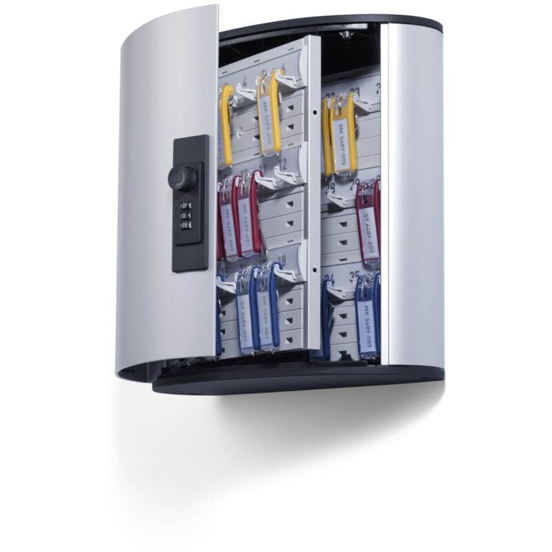 foto del prodotto 196623 key box code 36, cassetta portachiavi con combinazione, 302 x 280 x 118 mm, capacit 36 chiavi, argento metallizzato durable