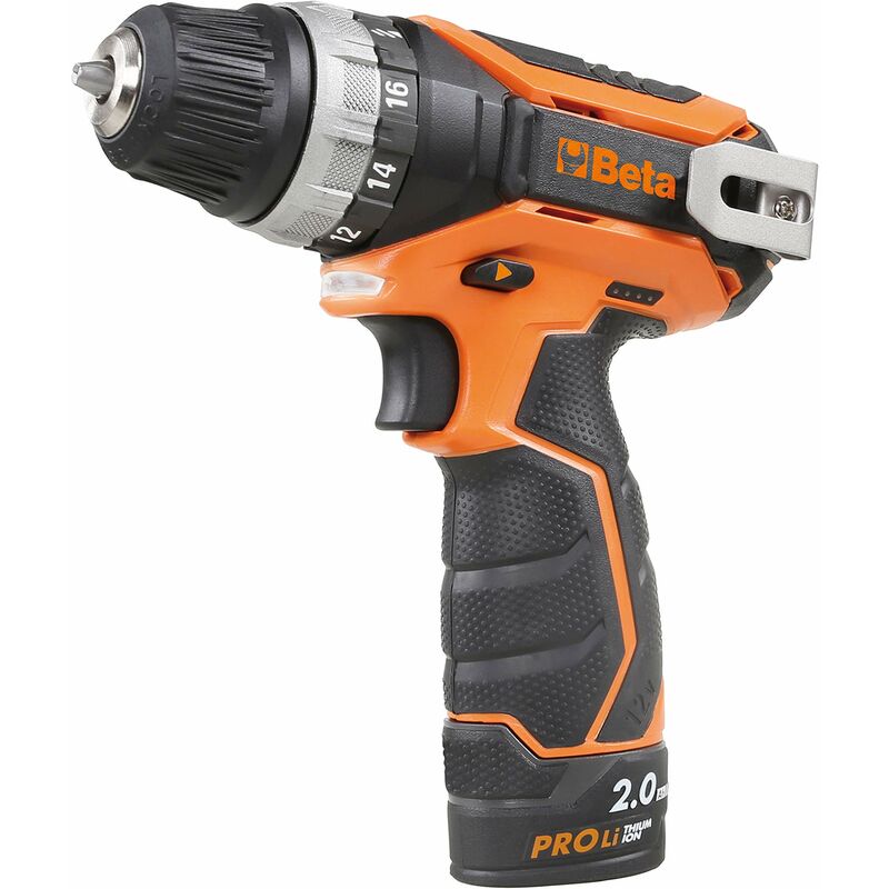 foto del prodotto 1972 12 trapano avvitatore a percussione 12v, ultracompatto, 2 velocit , illuminazione led, impugnatura antiscivolo, valigetta rigida con 2
