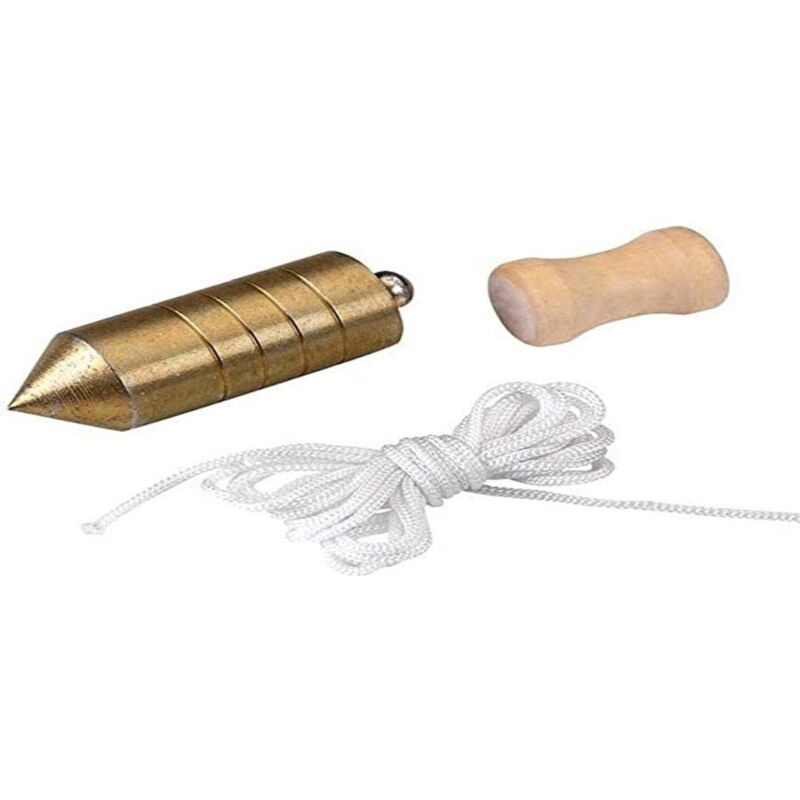 foto del prodotto 197936 plomada de acero cincado de 1000 gr nuez de madera y 5 m cuerda nylon alyco