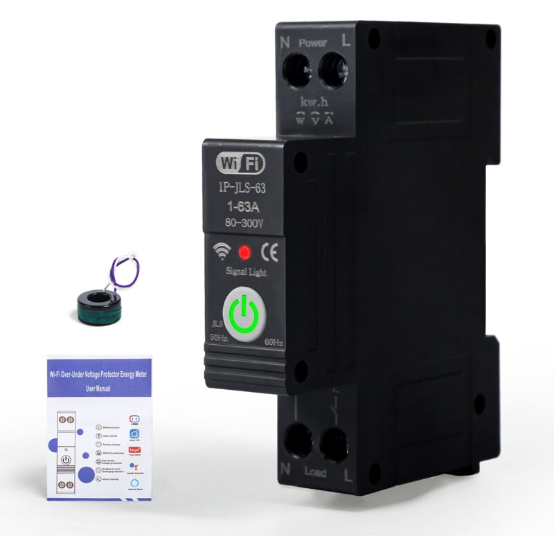 foto del prodotto 1p 63a wifi smart circuit breaker misurazione timer interruttore remoto vocale con protezione dalle perdite dewin