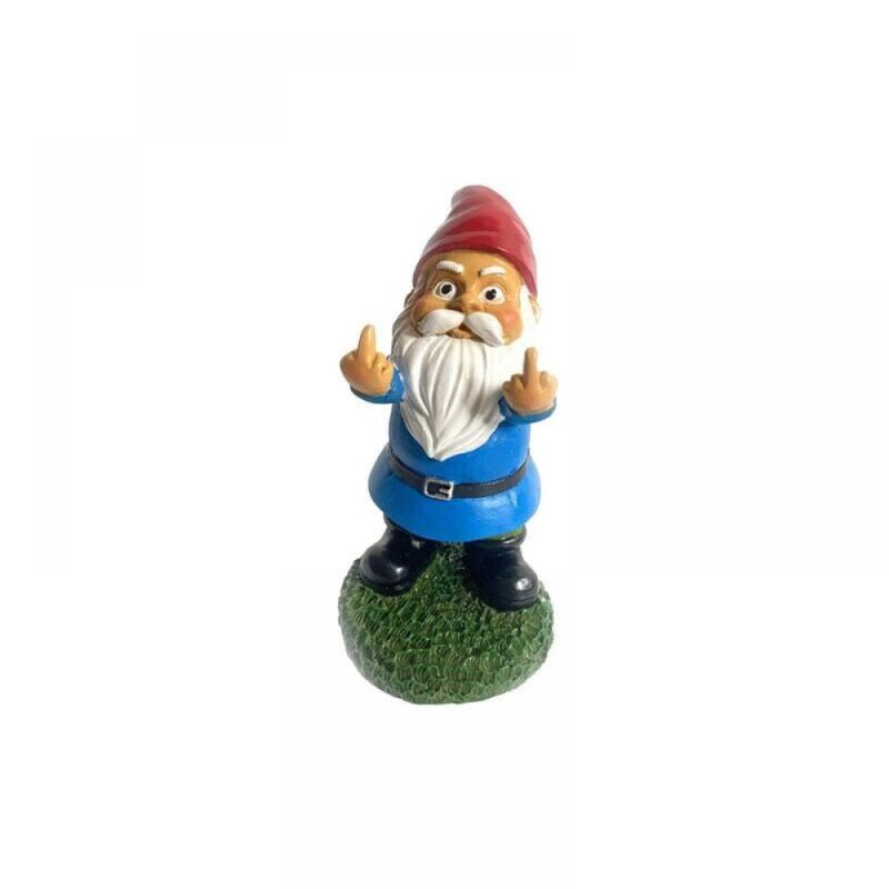 foto del prodotto 1pc 3d garden gnome polyresin scultura per esterni con dito medio statua da giardino decorazione da cortile