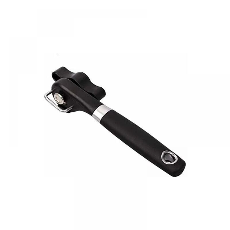 foto del prodotto 1pc apriscatole manuale di sicurezza, nero, apriscatole in acciaio inox, design ergonomico e antiscivolo, bordi lisci, nessun bordo affilato durante