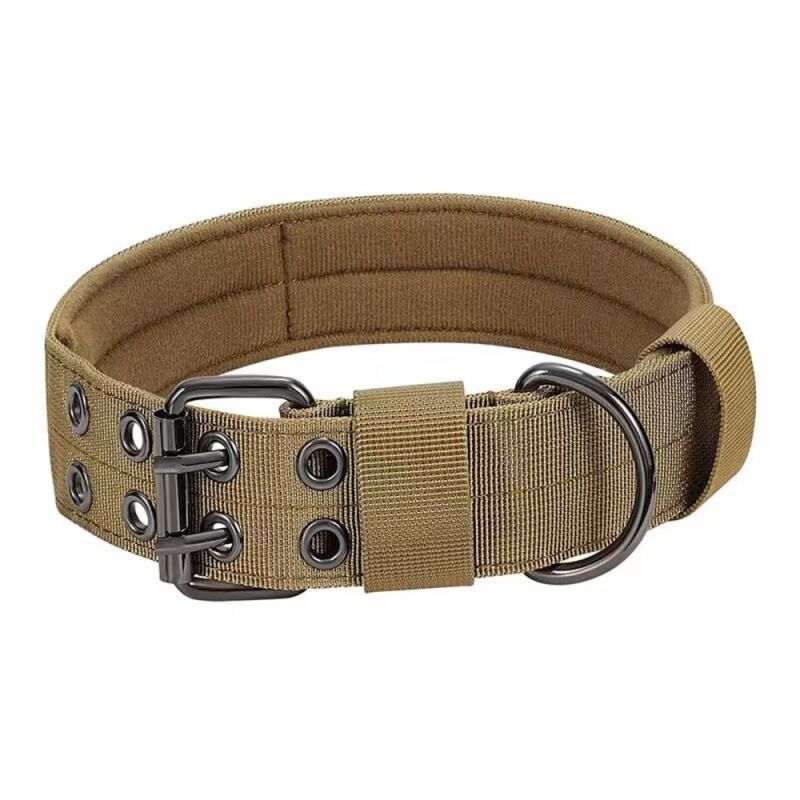 immagine 0 del prodotto 1pc collare imbottito regolabile per cani marrone militare, l 44 54 , collare per cani in nylon con fibbia in metallo per l addestramento di cani di