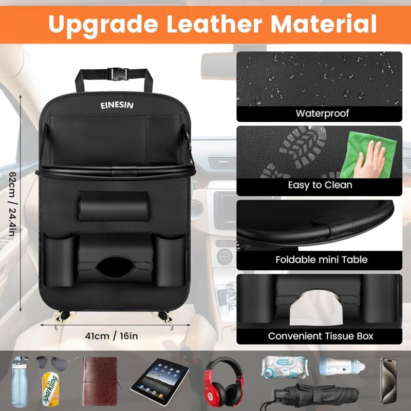 foto del prodotto 1pc organizer per auto con vassoio per tablet per auto sedile posteriore, protezione impermeabile per seggiolino auto per bambini con tavolo