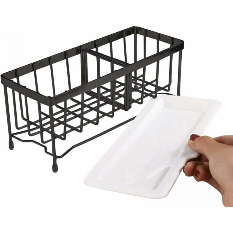 foto del prodotto 1pc porta spugna da cucina organizer per lavello da cucina premium resistente alla ruggine spugna monoblocco nero 