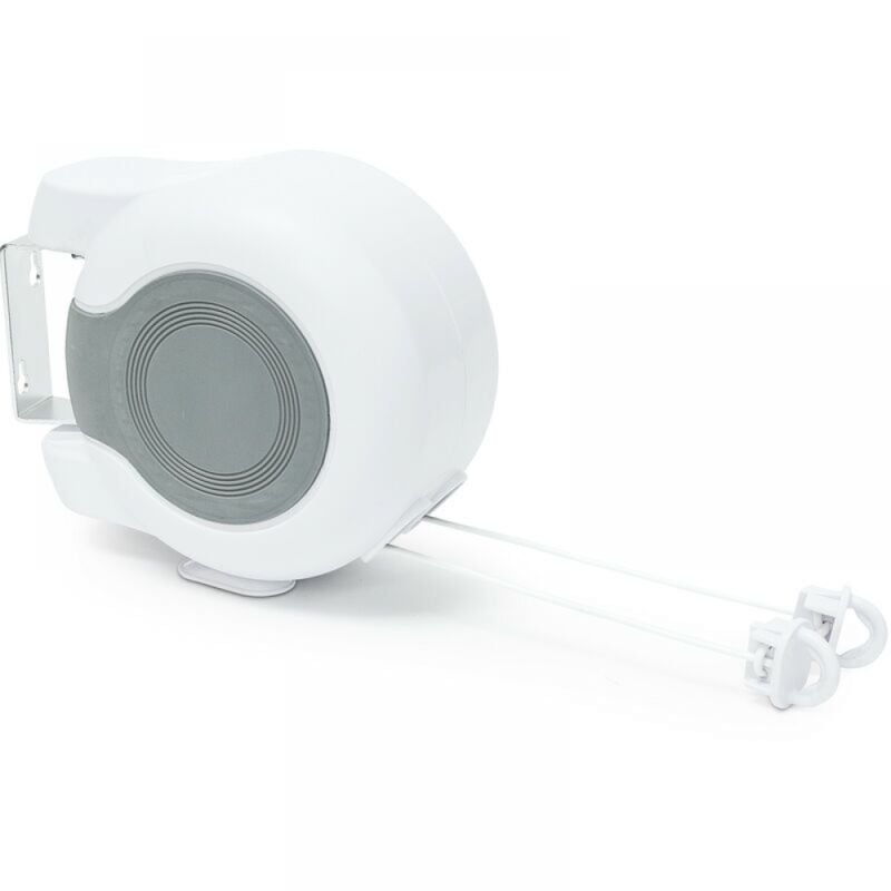 foto del prodotto 1pc stendibiancheria, auto retrattile, 2 corde, alloggiamento in plastica, accessori in metallo, bianco